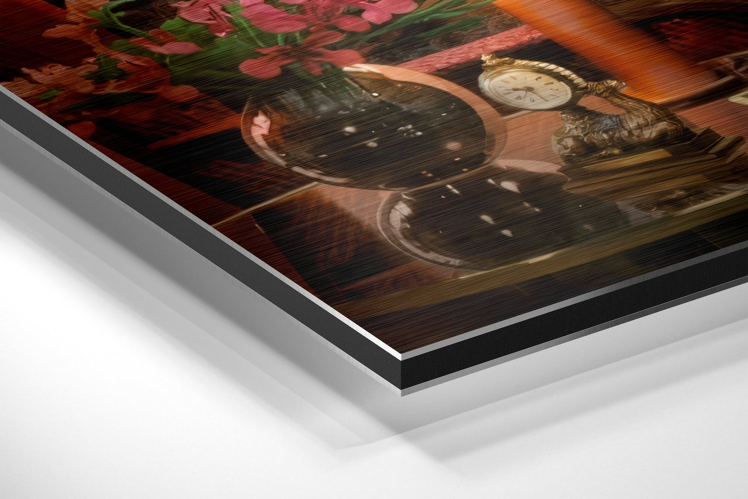 Vintage Poker Table Lounge Scene Brushed Aluminium Dibond Wall Art