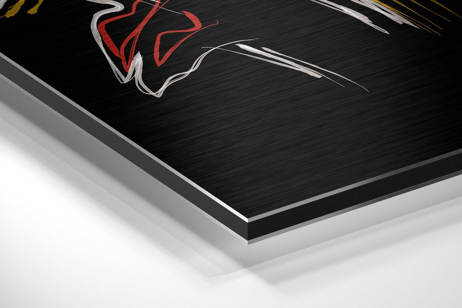 Gold and Red Line Art Faces Brushed Aluminium Dibond Wall Art