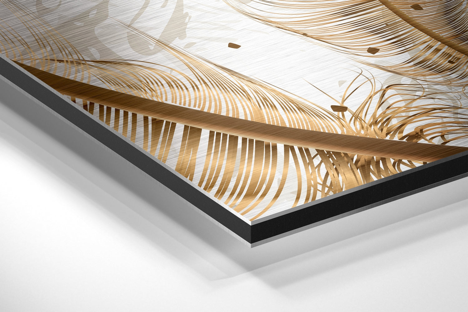 Emerald Blades and Ivory Feathers Brushed Aluminium Dibond Wall Art