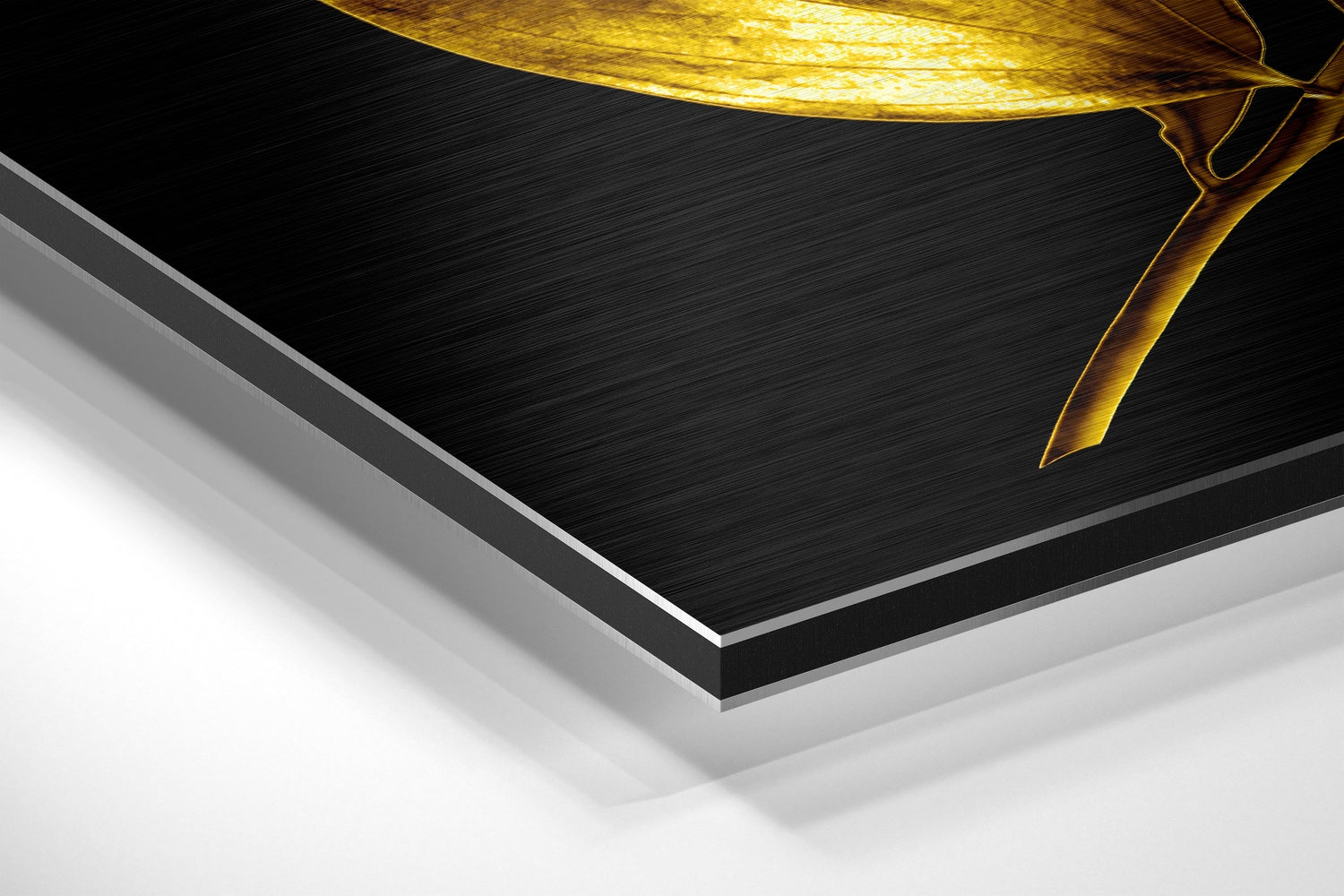 Golden Leaves Brushed Aluminium Dibond Wall Art