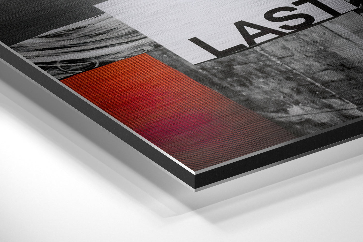 Red and Black Magazine Collage Brushed Aluminium Dibond Wall Art
