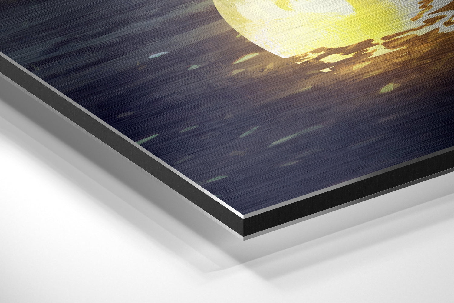 Glowing Moons Floating Sea Boat Brushed Aluminium Dibond Wall Art