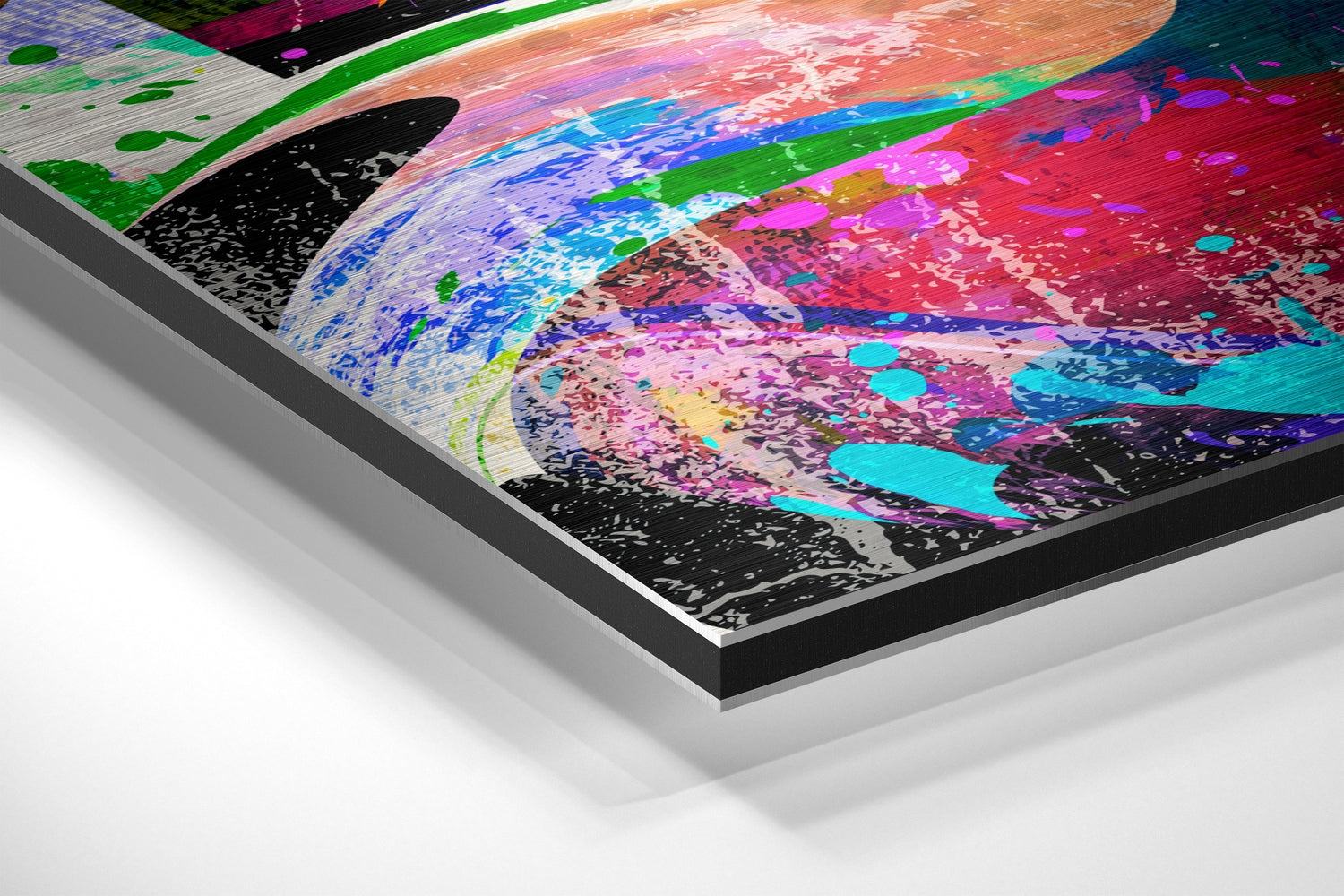 Neon Graffiti Swirl Splatter Brushed Aluminium Dibond Wall Art