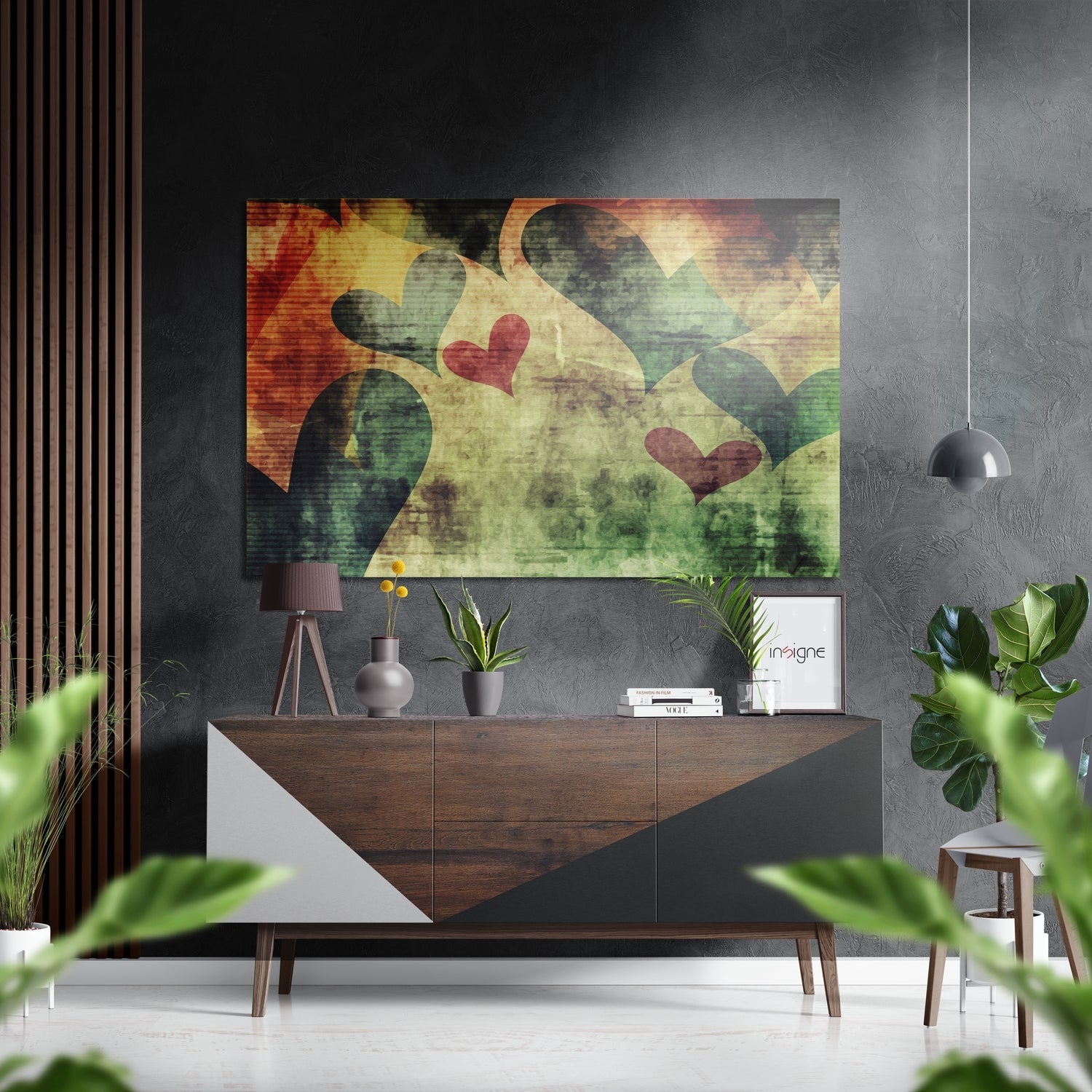 Hearts Brushed Aluminium Dibond Wall Art