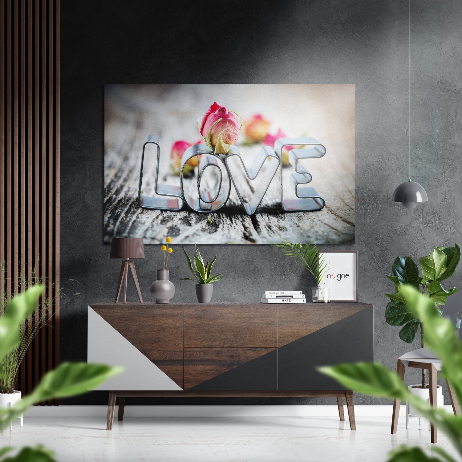 Love Brushed Aluminium Dibond Wall Art