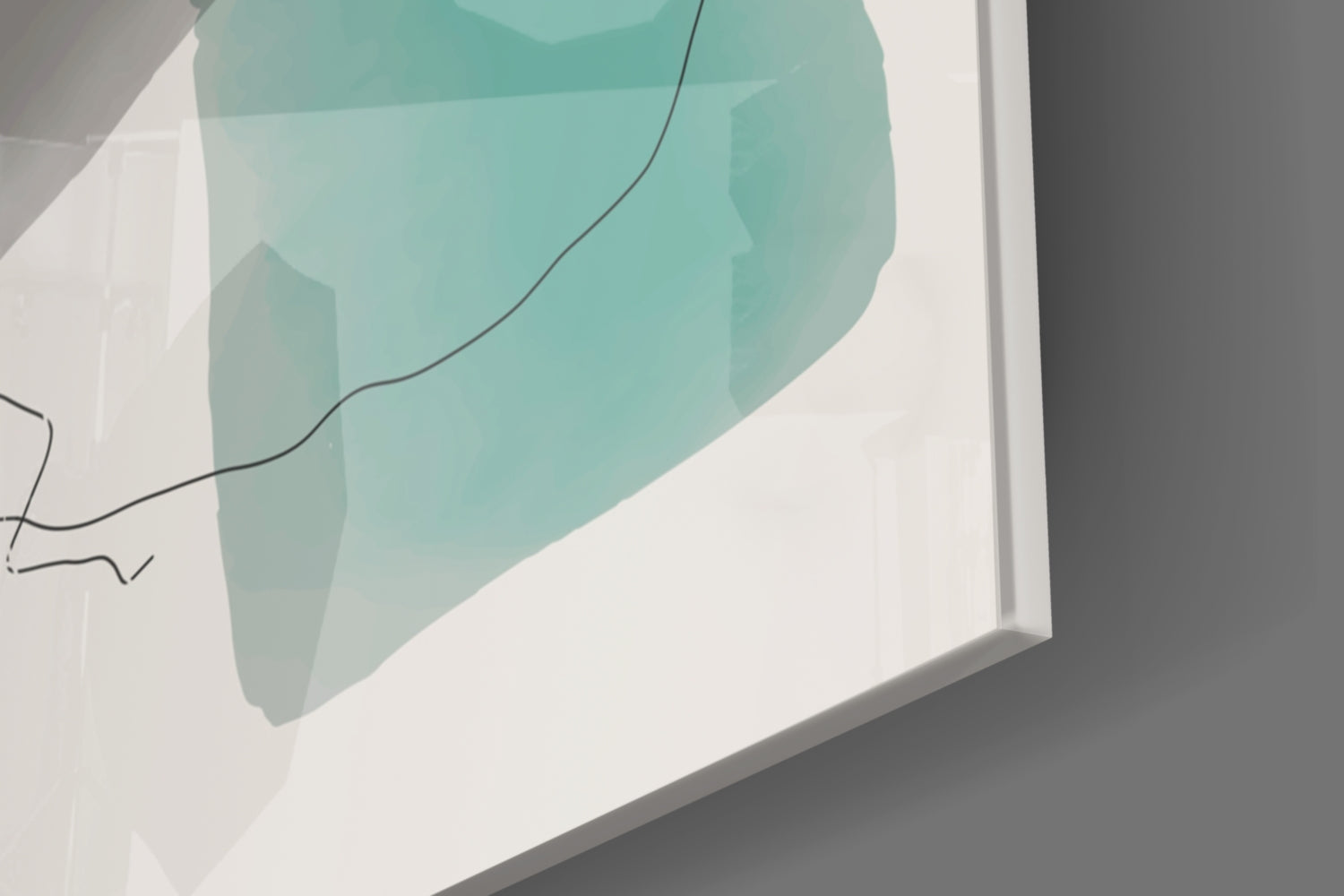 Ochre Grey Teal Watercolor Blocks Glass Wall Art