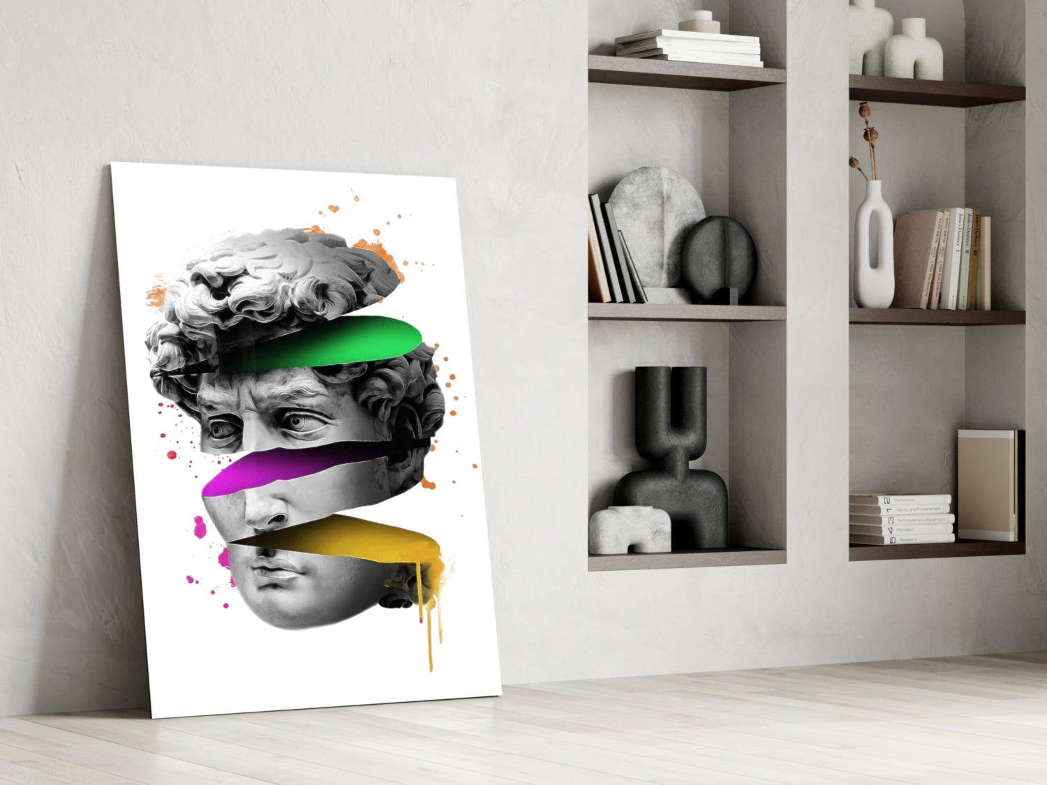 Neon Bands Sliced David Glass Wall Art