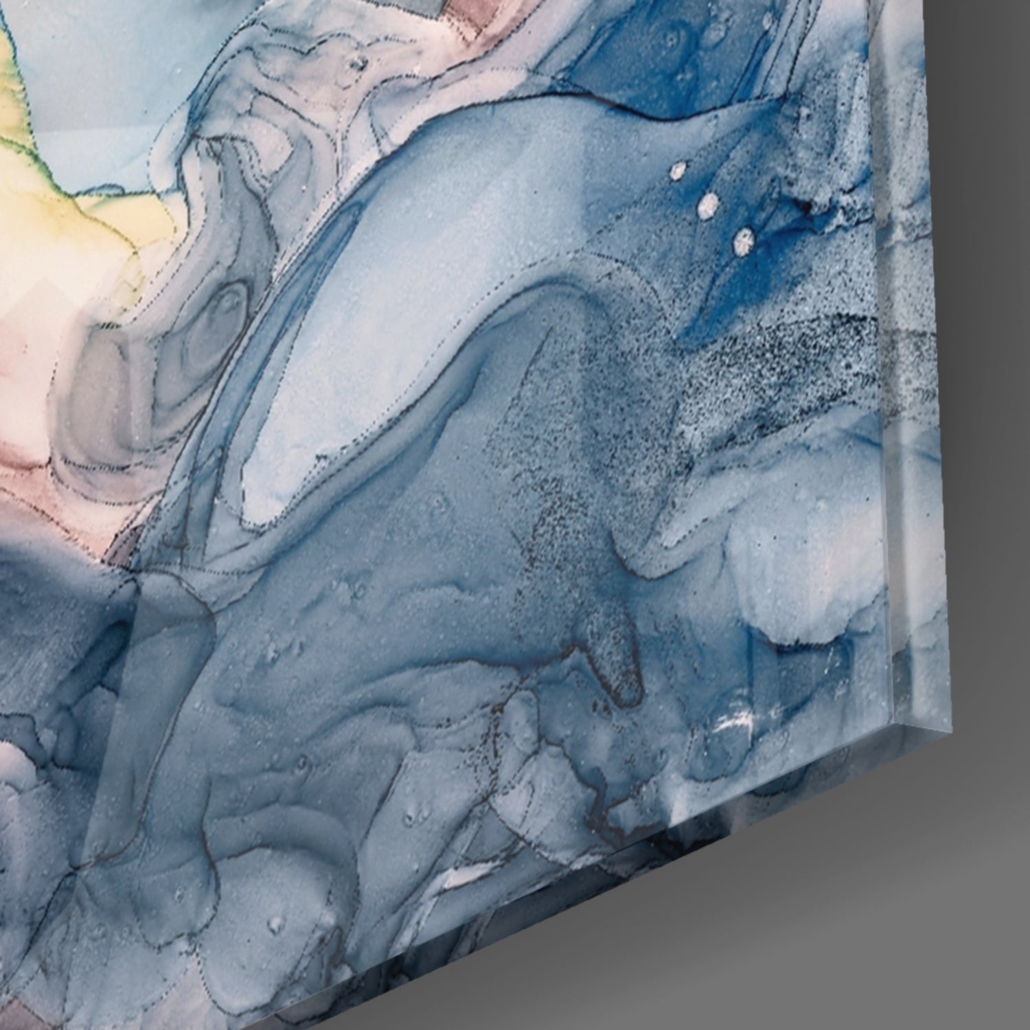 Pastel Blue Pink Ink Flow Glass Wall Art