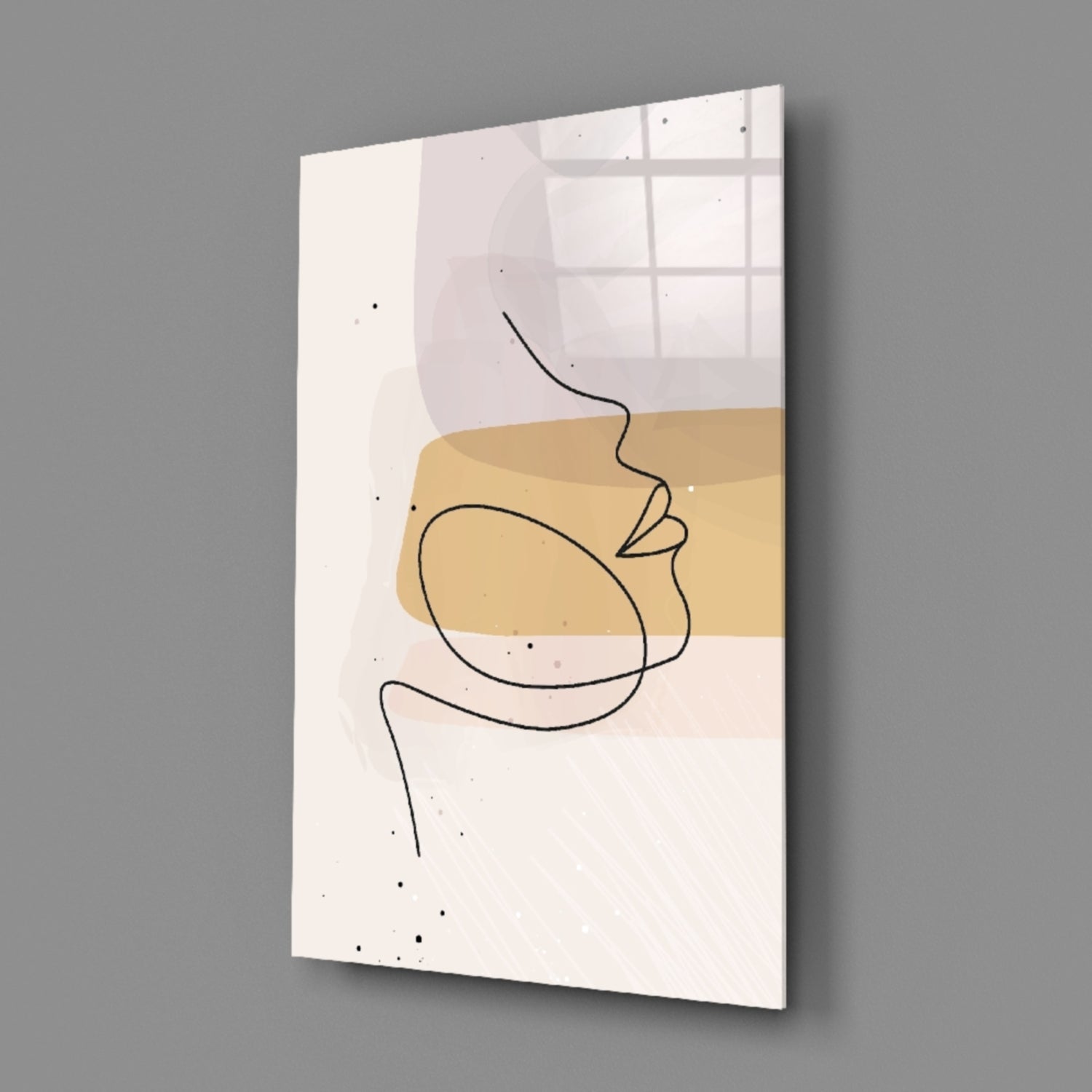 Lavender Gold Line Art Face Glass Wall Art