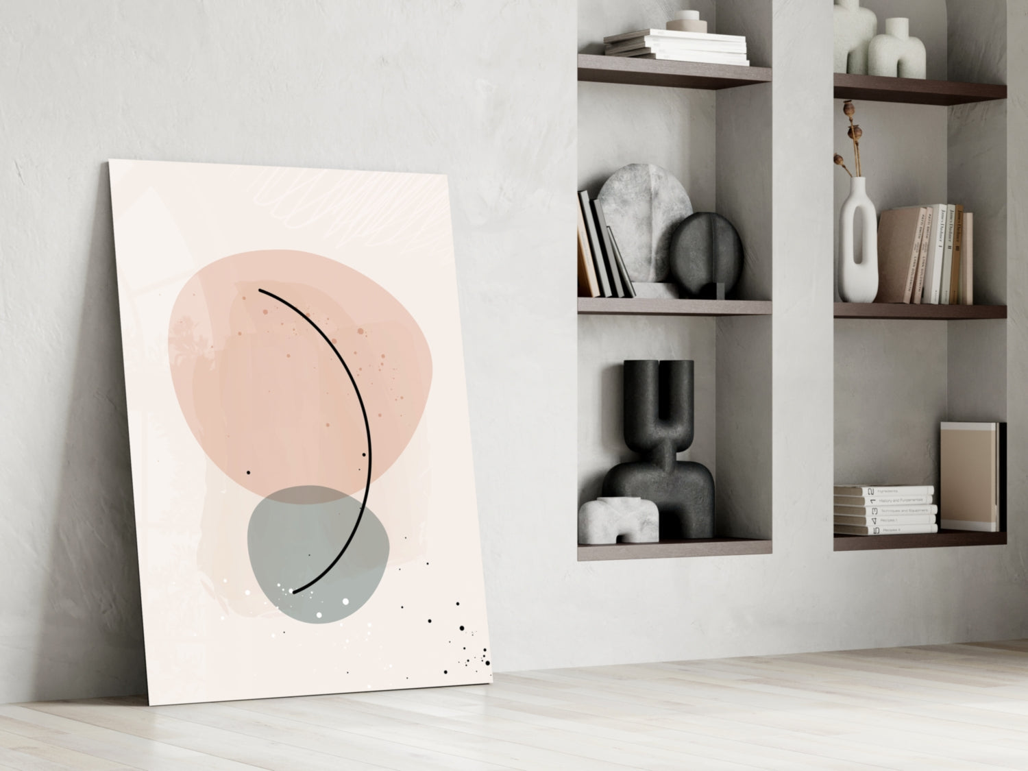 Blush Pink Sage Pebble Curve Glass Wall Art