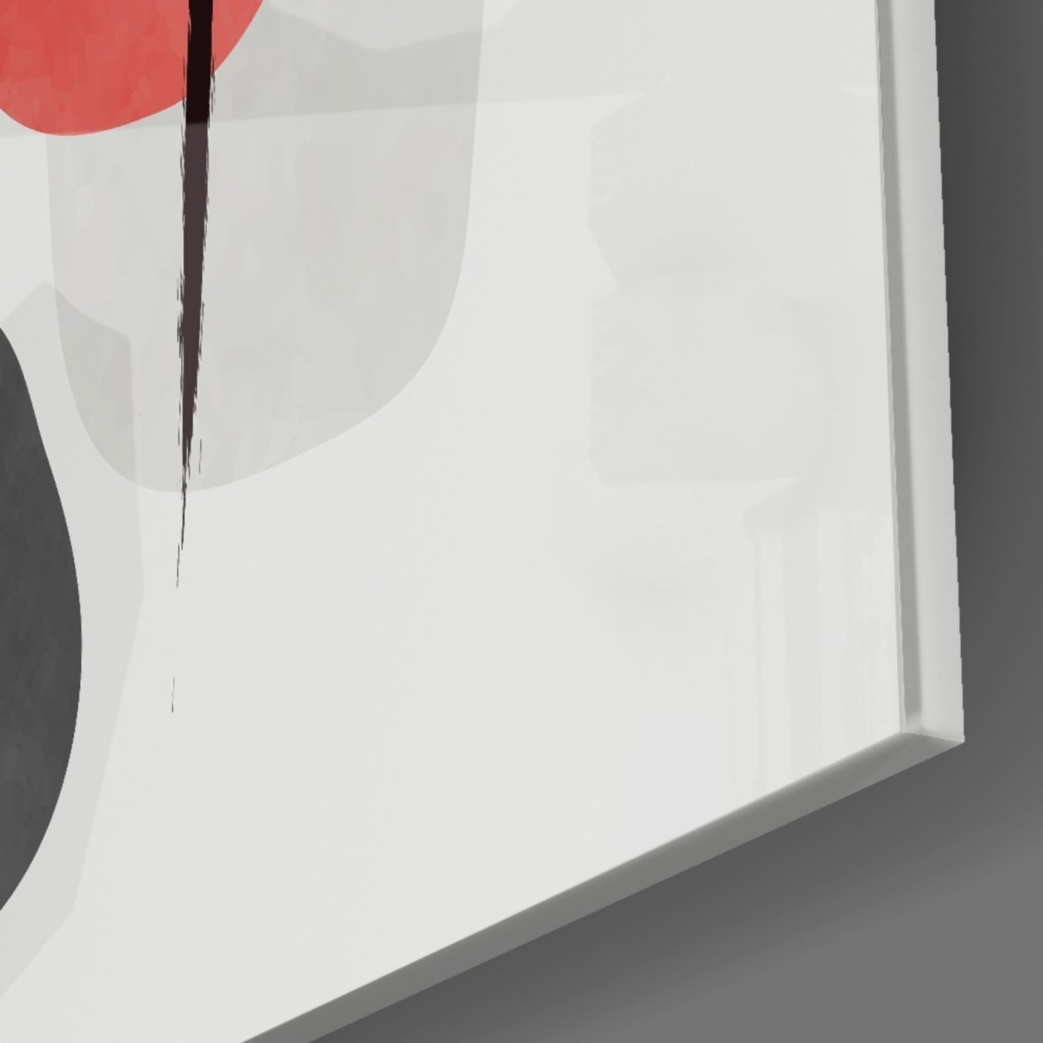 Grey Red Pebble Ovals Line Loops Glass Wall Art