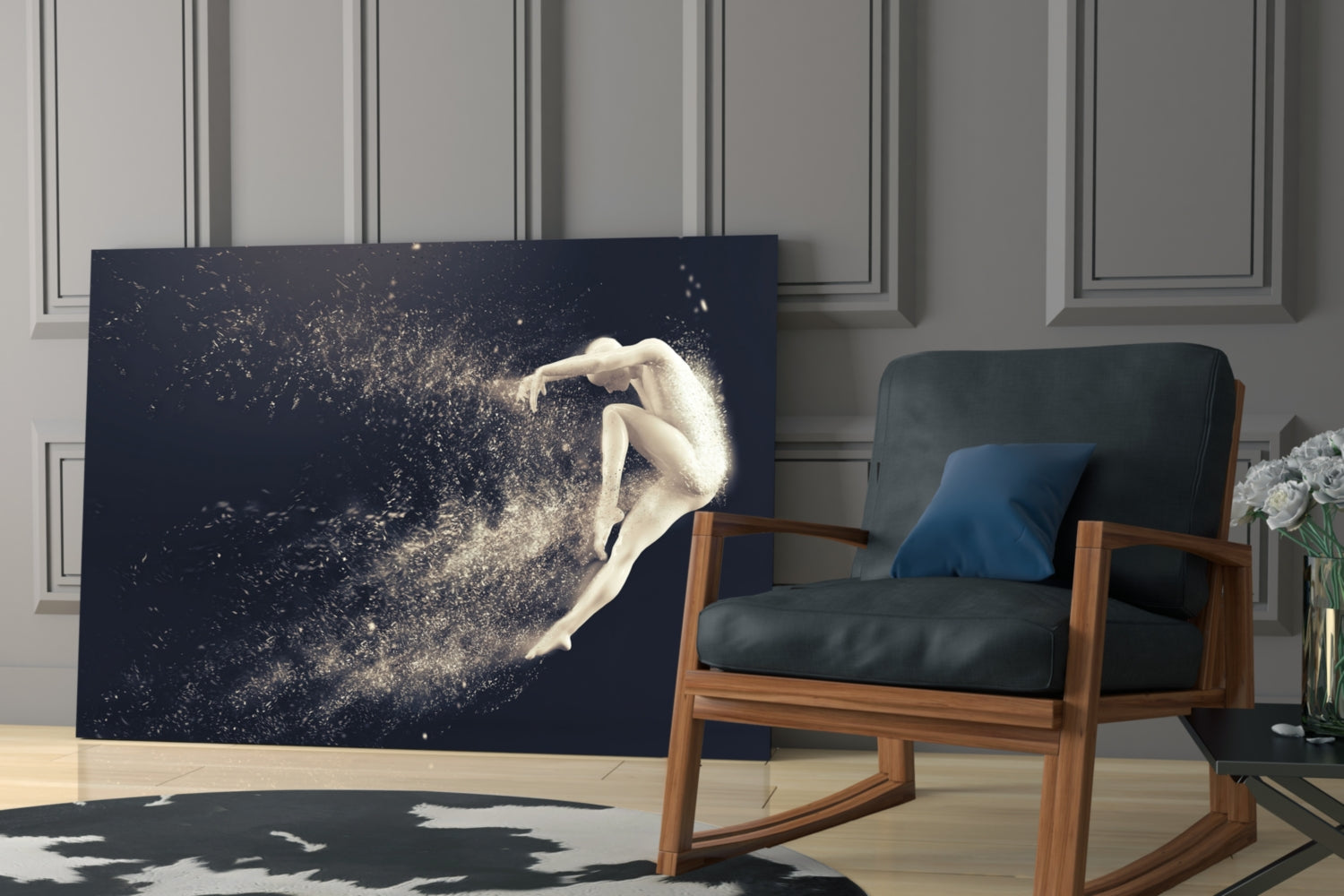Leaping Dancer Dissolving Into Dust Glass Wall Art
