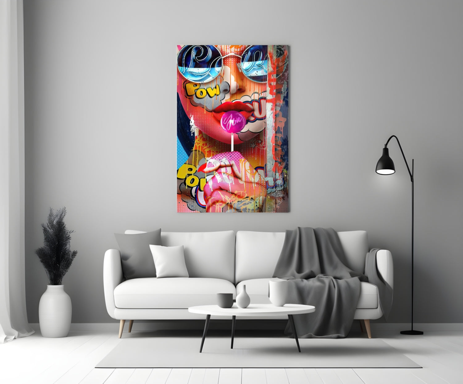 Pop Art Bubblegum Graffiti Face Glass Wall Art