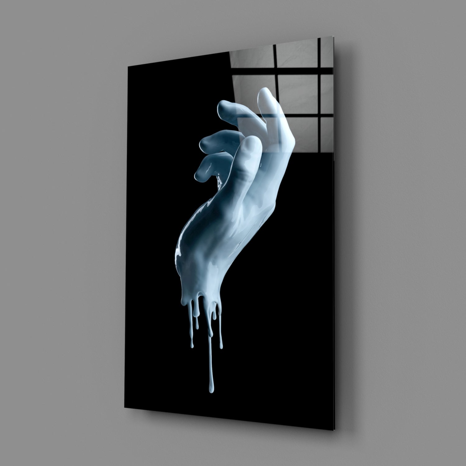 Melting Ice Blue Hand Sculpture Glass Wall Art