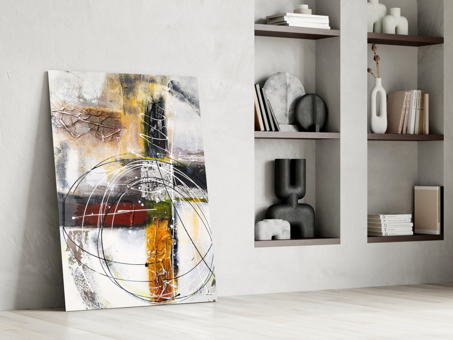 Layered Rings Warm Abstract Glass Wall Art