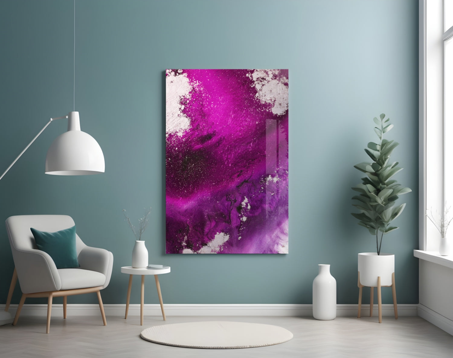 Magenta Fuchsia Fluid Abstract Glass Wall Art