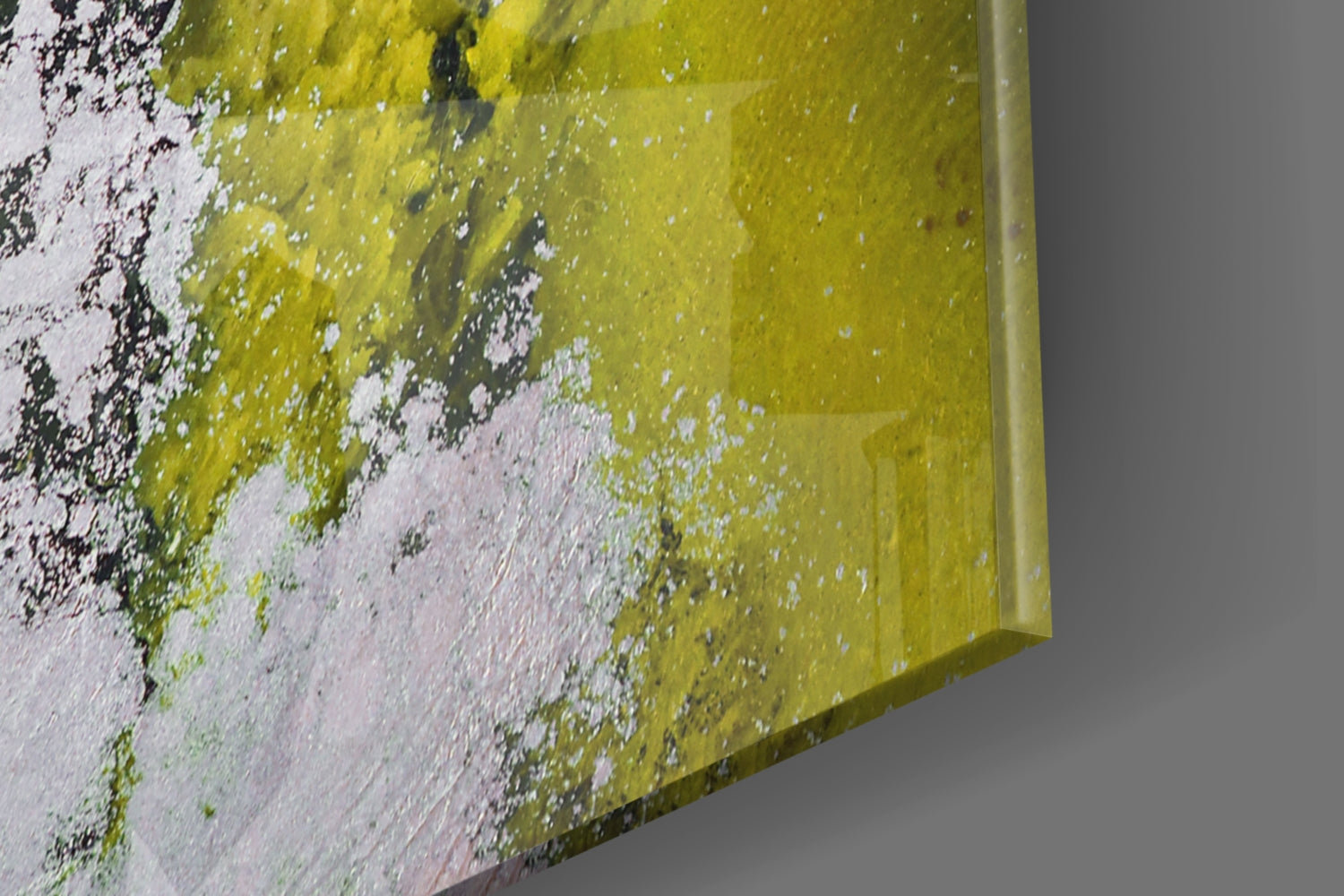 Chartreuse Lavender Ink Flow Glass Wall Art