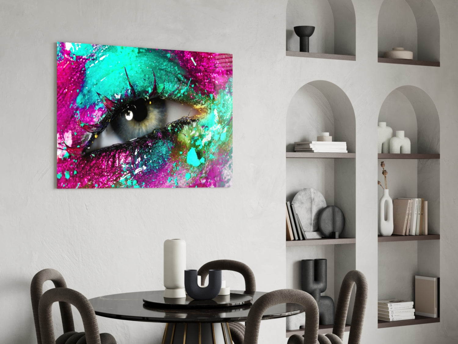 Turquoise Magenta Splash Eye Glass Wall Art