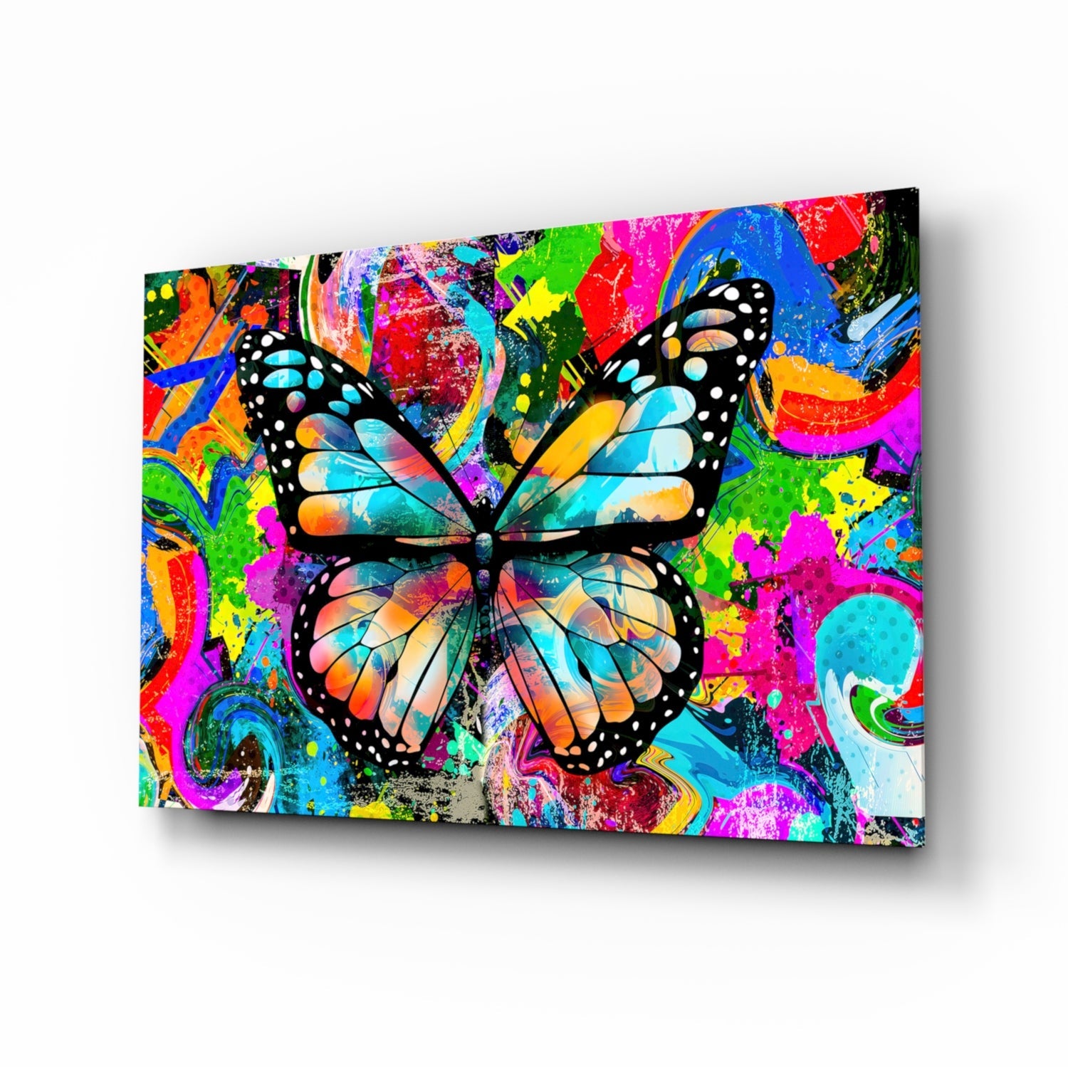 Graffiti Pop Art Butterfly Glass Wall Art