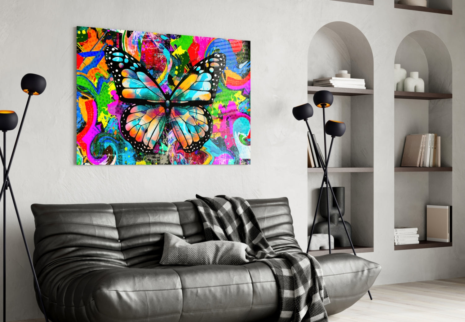 Graffiti Pop Art Butterfly Glass Wall Art