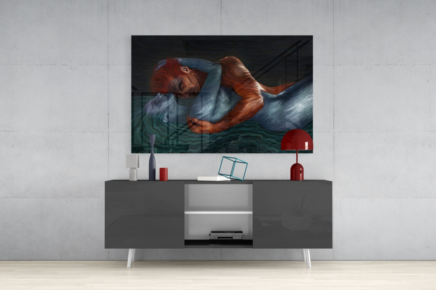 Water And Fire Glass Wall Art