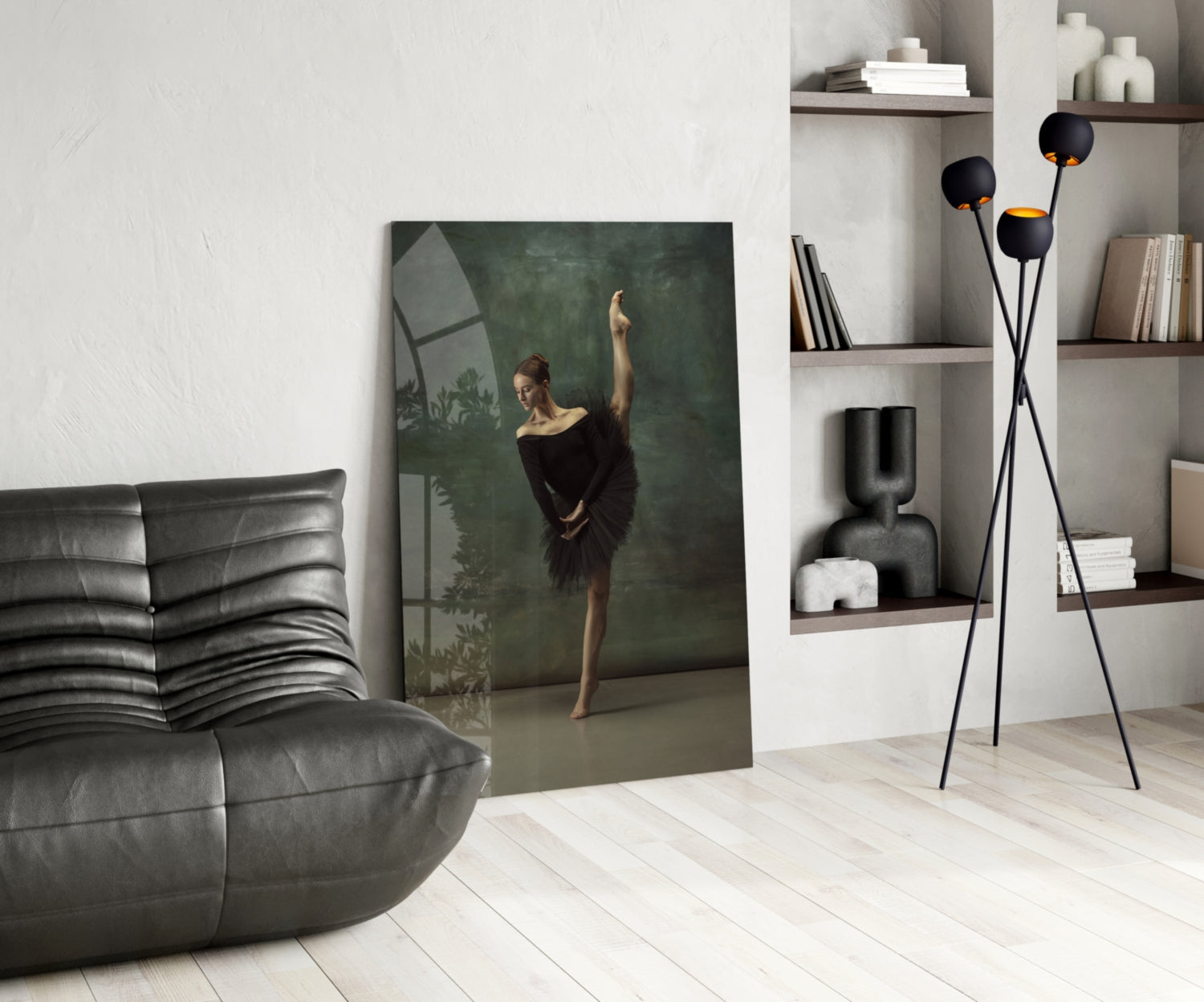 Vertical Split Black Tutu Ballerina Glass Wall Art