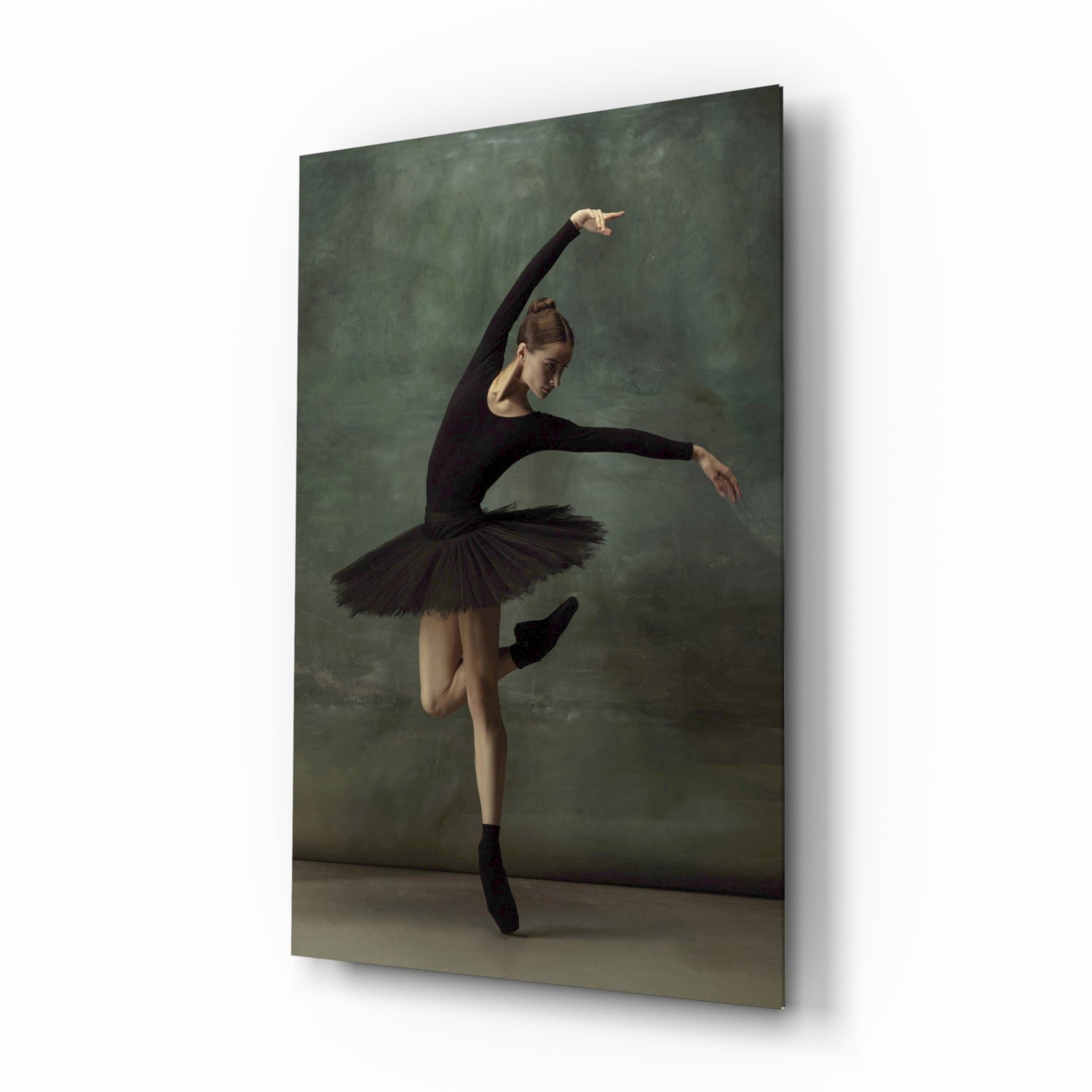 Arabesque Black Tutu Ballerina Glass Wall Art