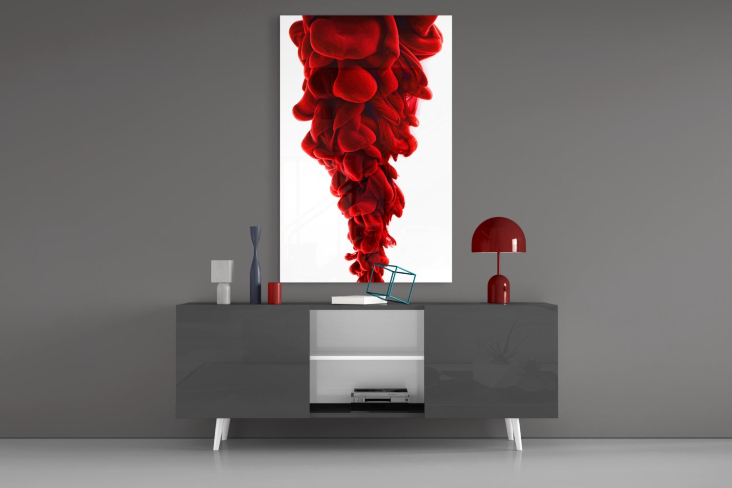 Red Layers Glass Wall Art