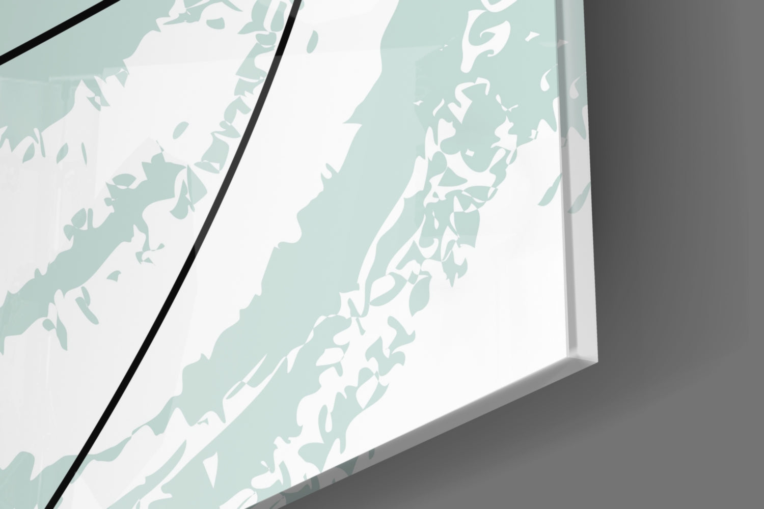 Teal and Beige Brush Circle Lines Glass Wall Art