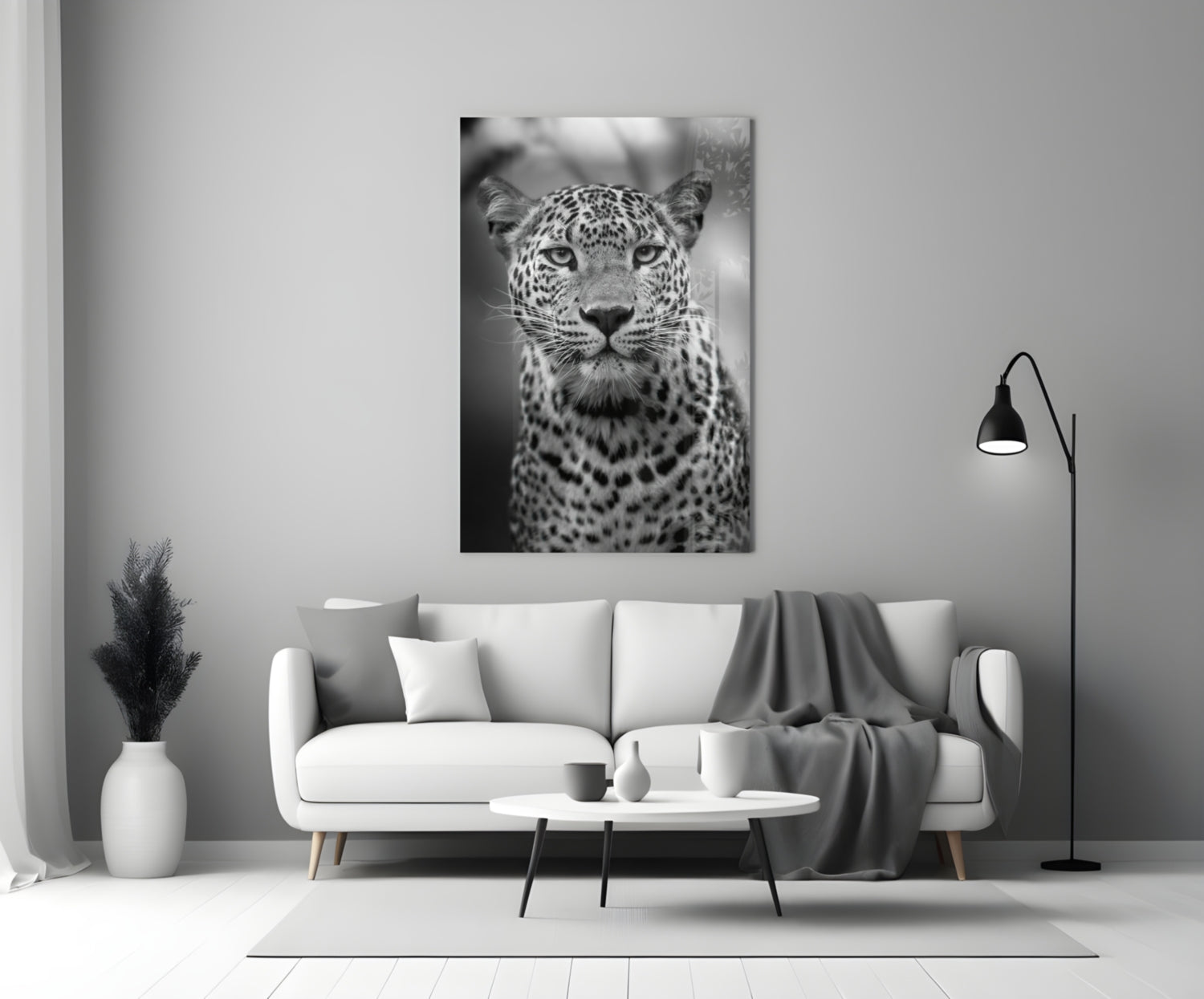 Bold Stare Leopard Portrait Glass Wall Art