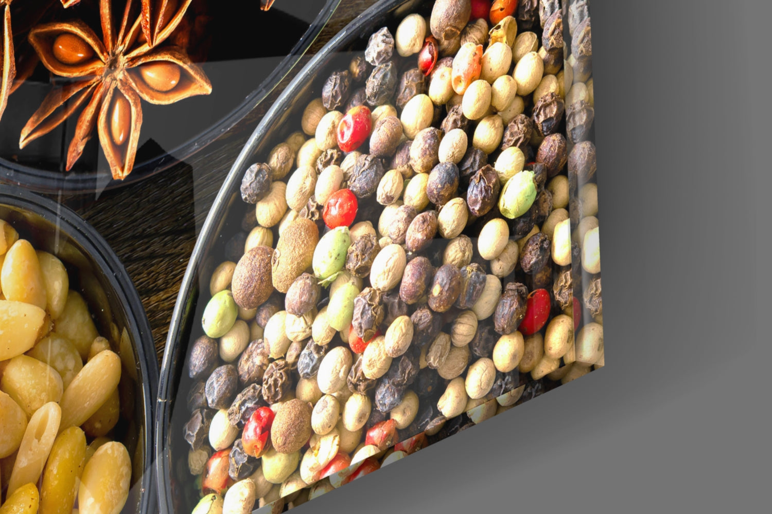 Grid Of Bowls Rainbow Spices Glass Wall Art