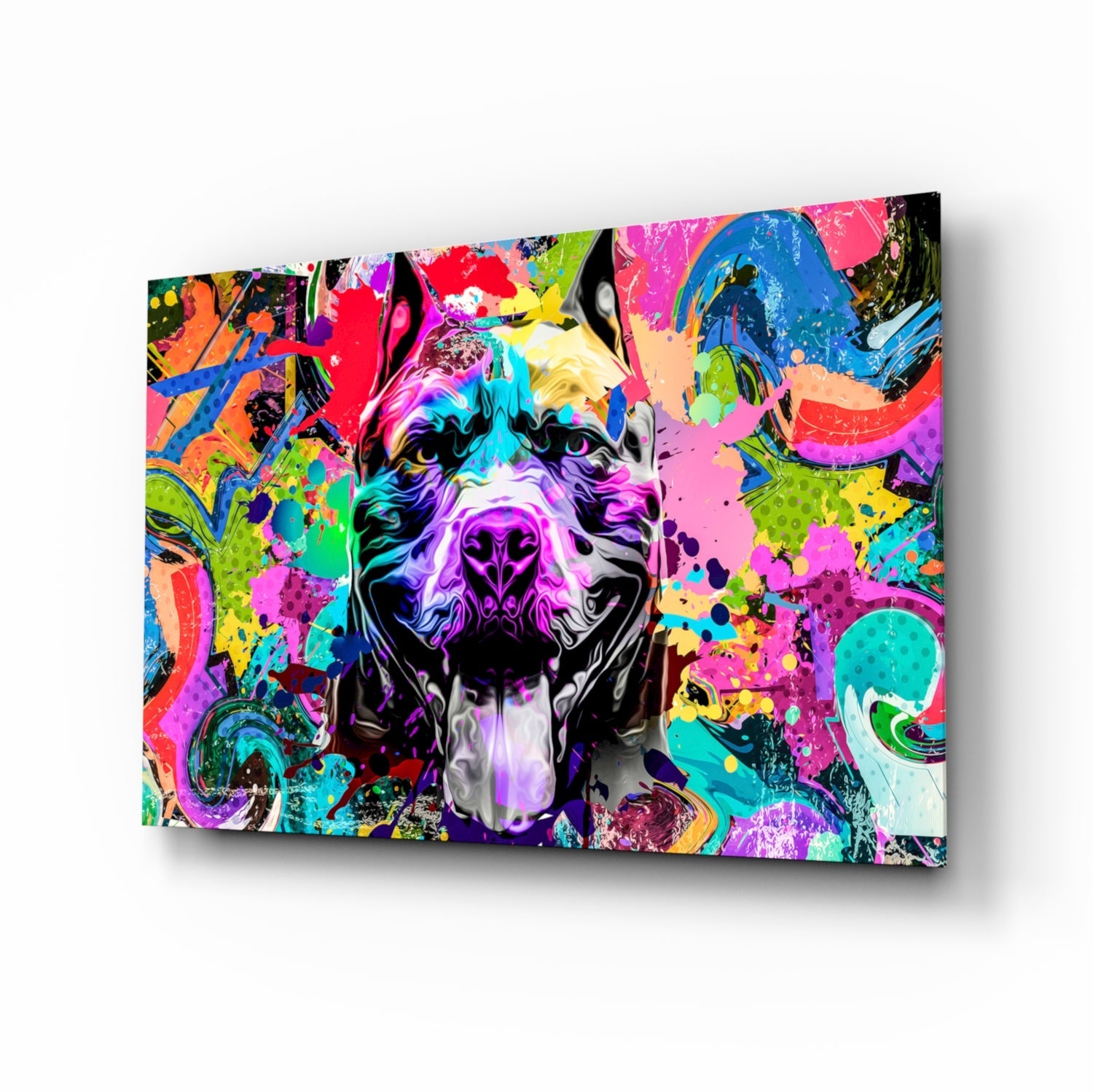 Graffiti Wall Pop Art Pitbull Dog Glass Wall Art