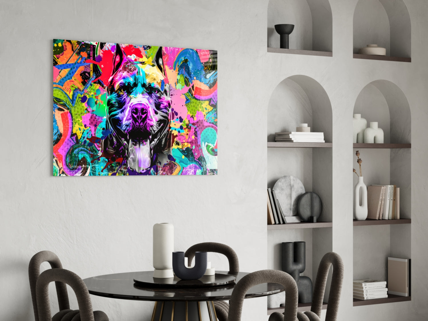 Graffiti Wall Pop Art Pitbull Dog Glass Wall Art