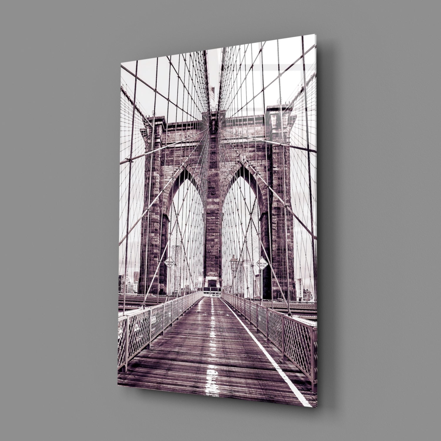 Purple Bridge Walkway View Glass Wall Art