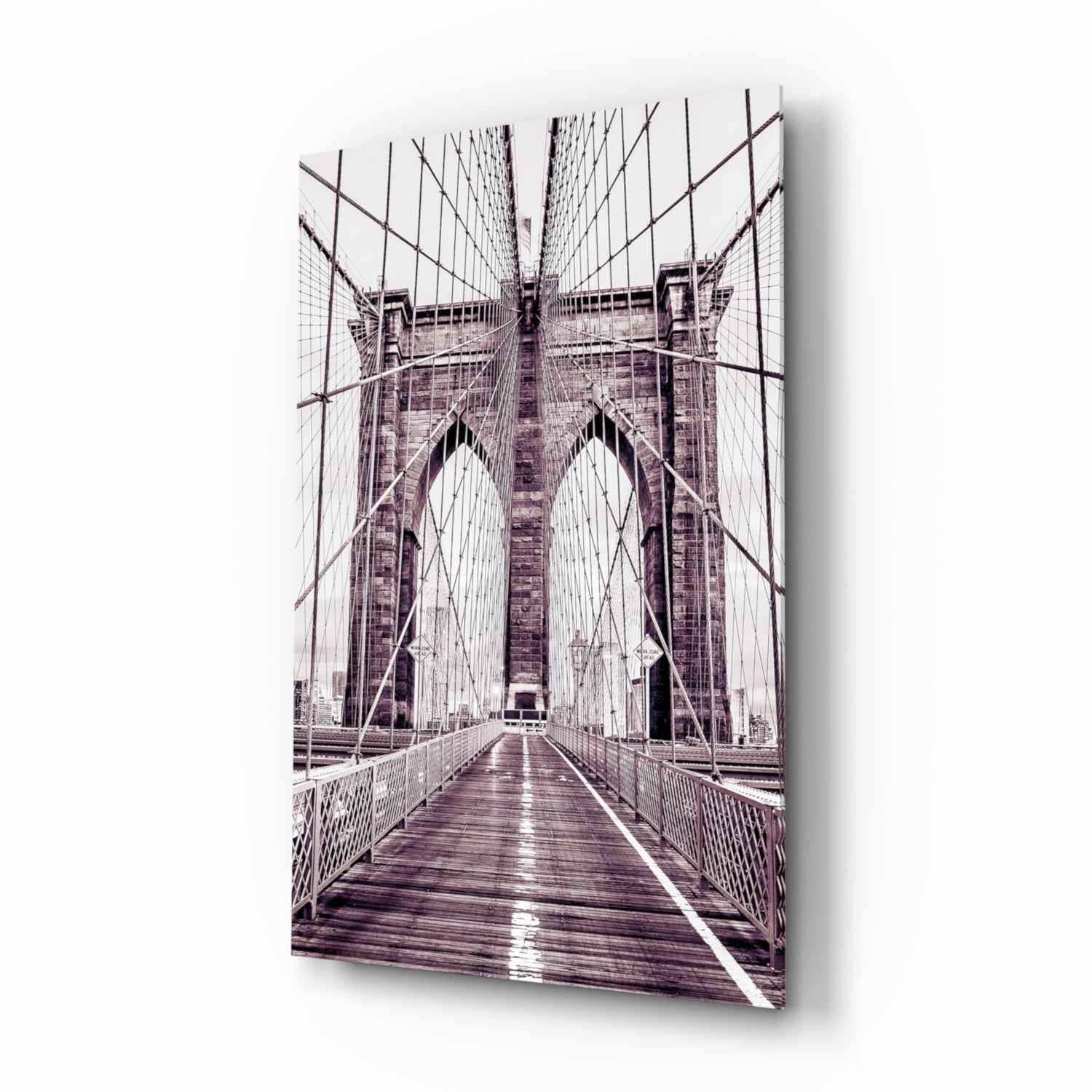 Purple Bridge Walkway View Glass Wall Art