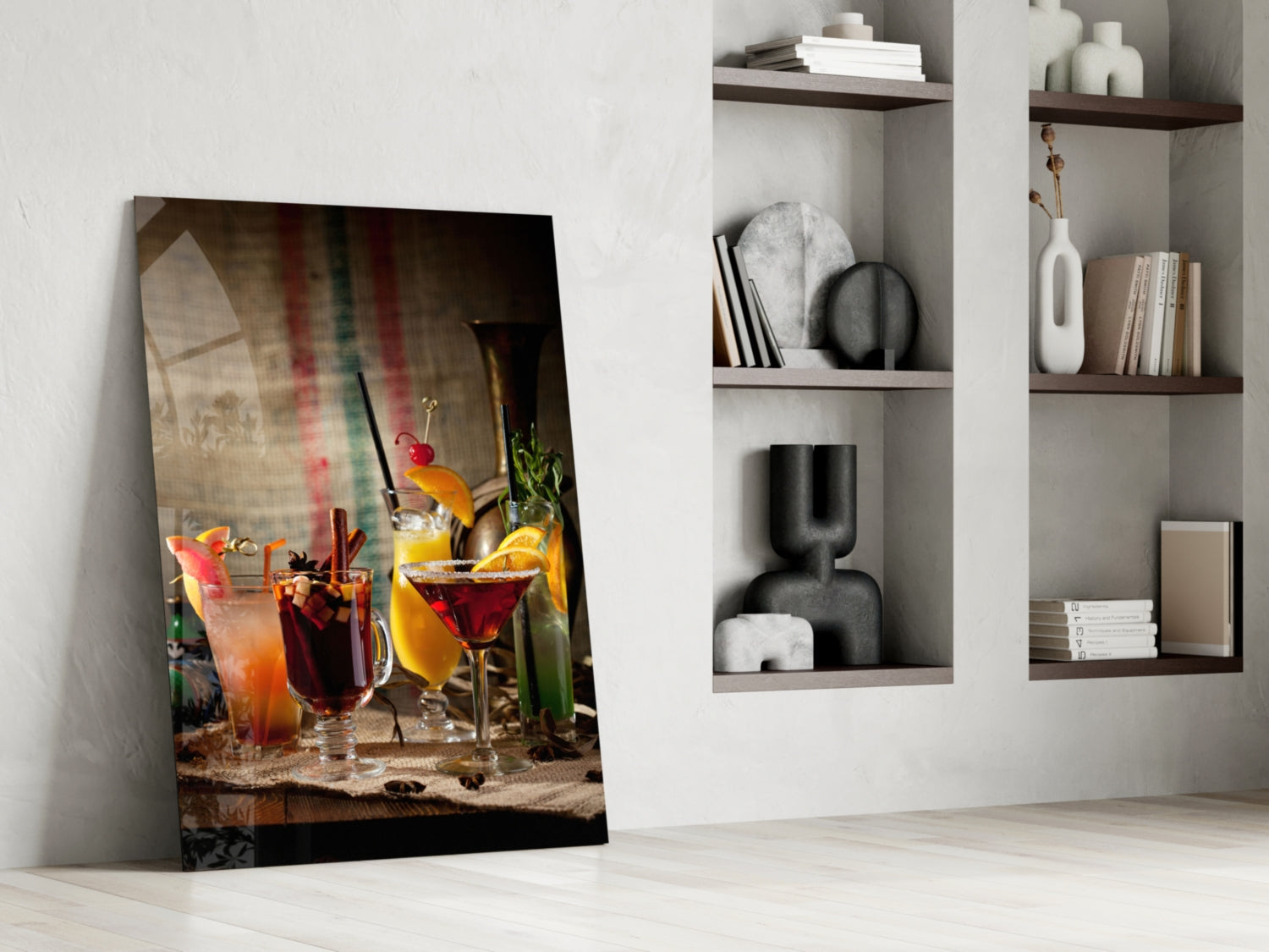 Rustic Spiced Winter Cocktails Glass Wall Art