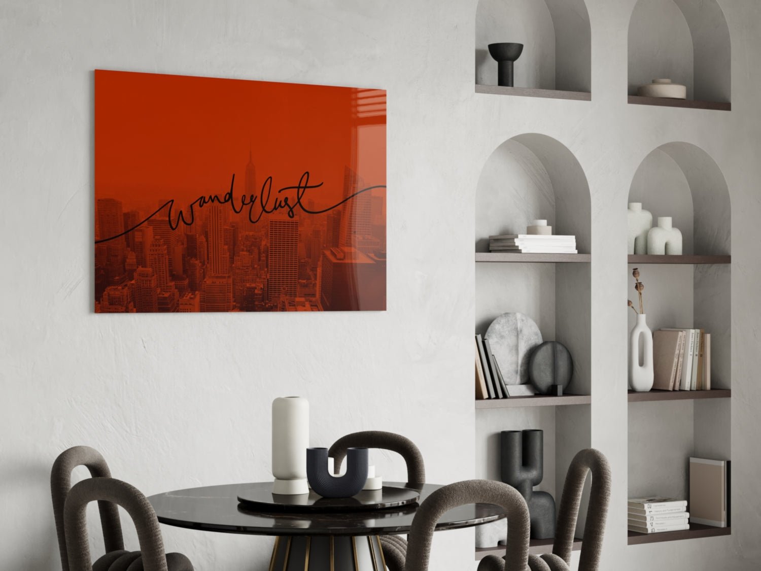 Deep Red City Haze Wanderlust Glass Wall Art