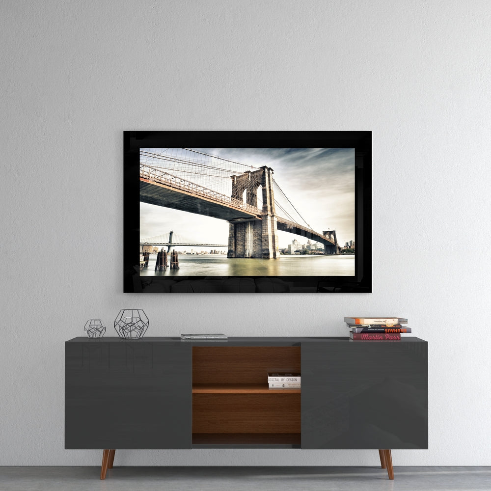Twin Bridges Muted Skyline Glass Wall Art