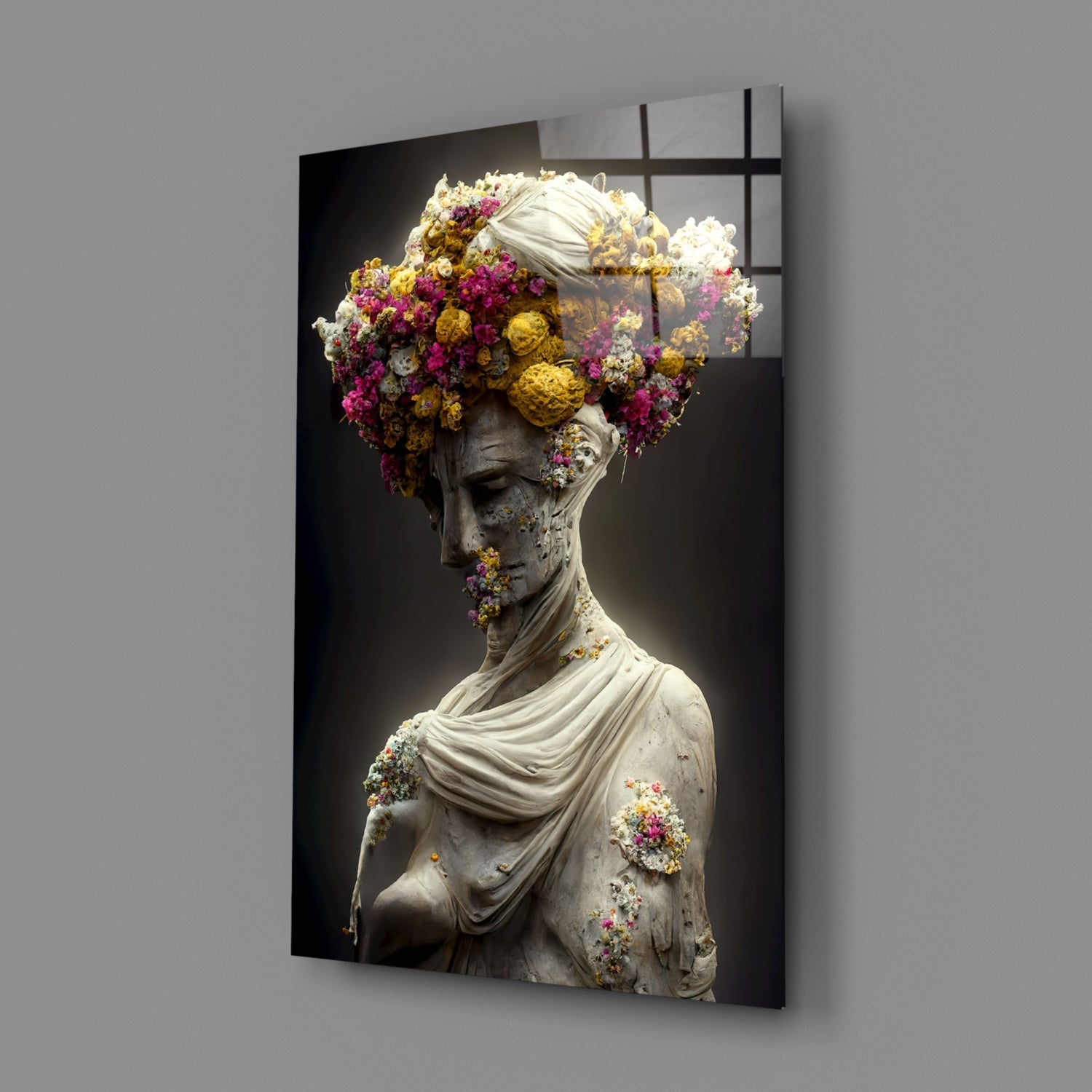 Abandoned Statue Glass Wall Art || Designer Collection