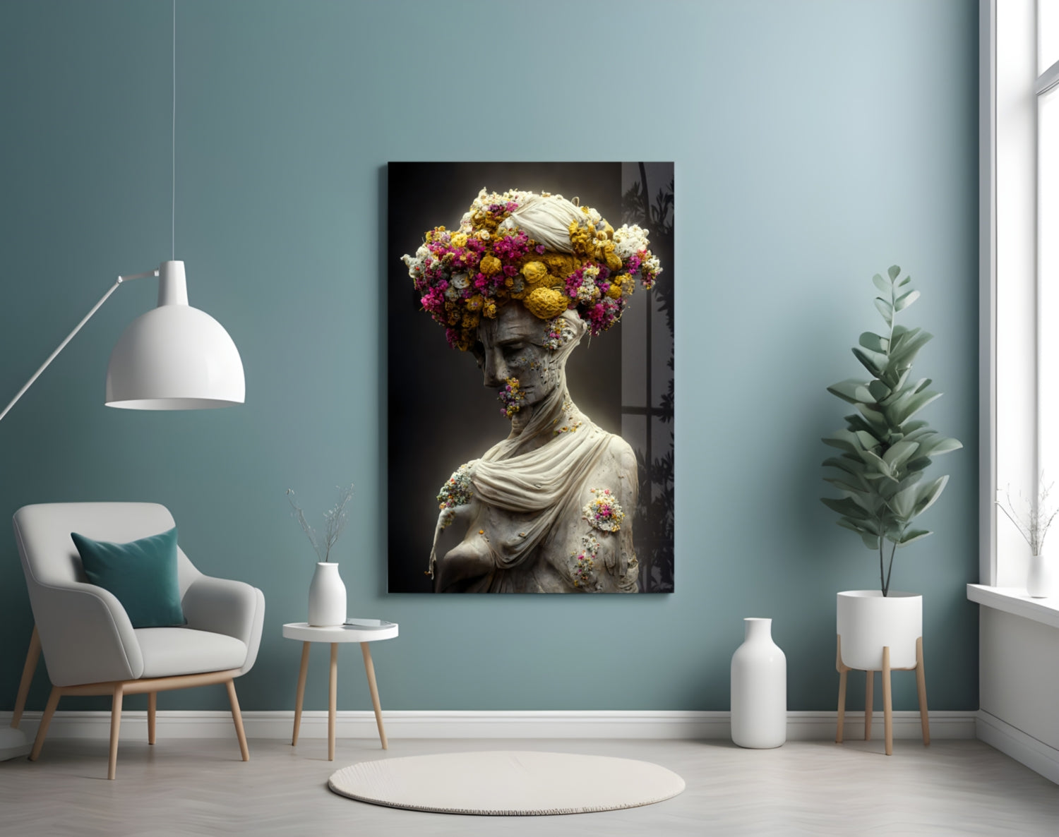 Abandoned Statue Glass Wall Art || Designer Collection