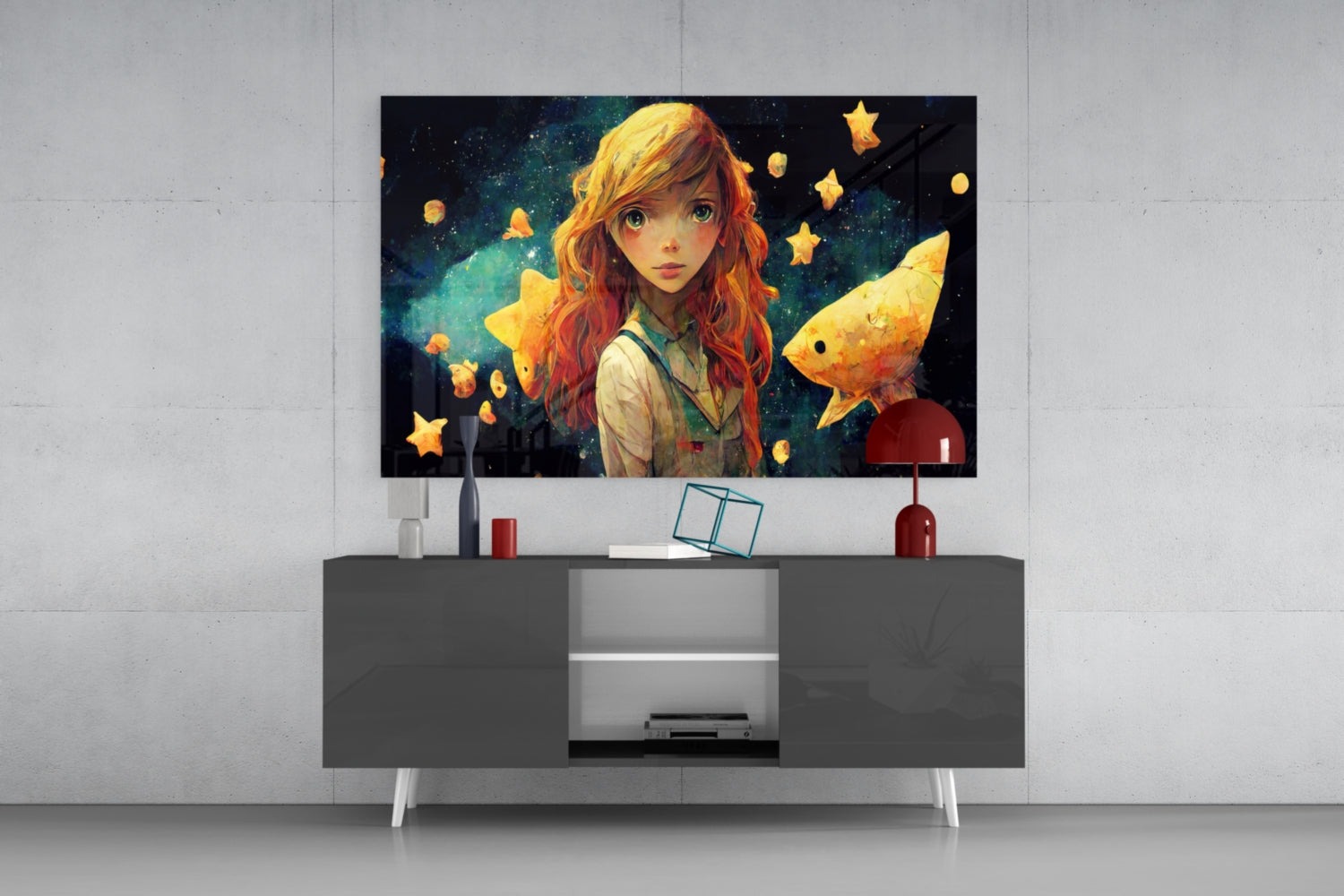 Space Aquarium Glass Wall Art || Designer Collection
