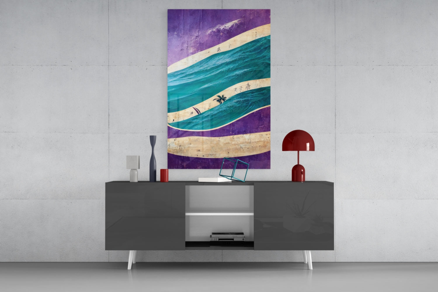 Waves Glass Wall Art || Designers Collection