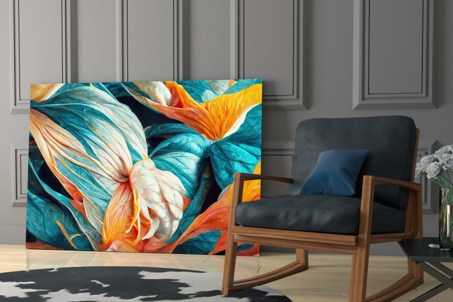 Flowerish Glass Wall Art || Designer Collection