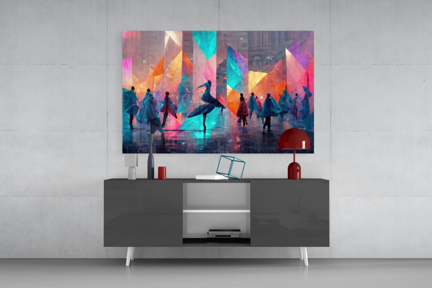 Cubic Walk Glass Wall Art || Designers Collection