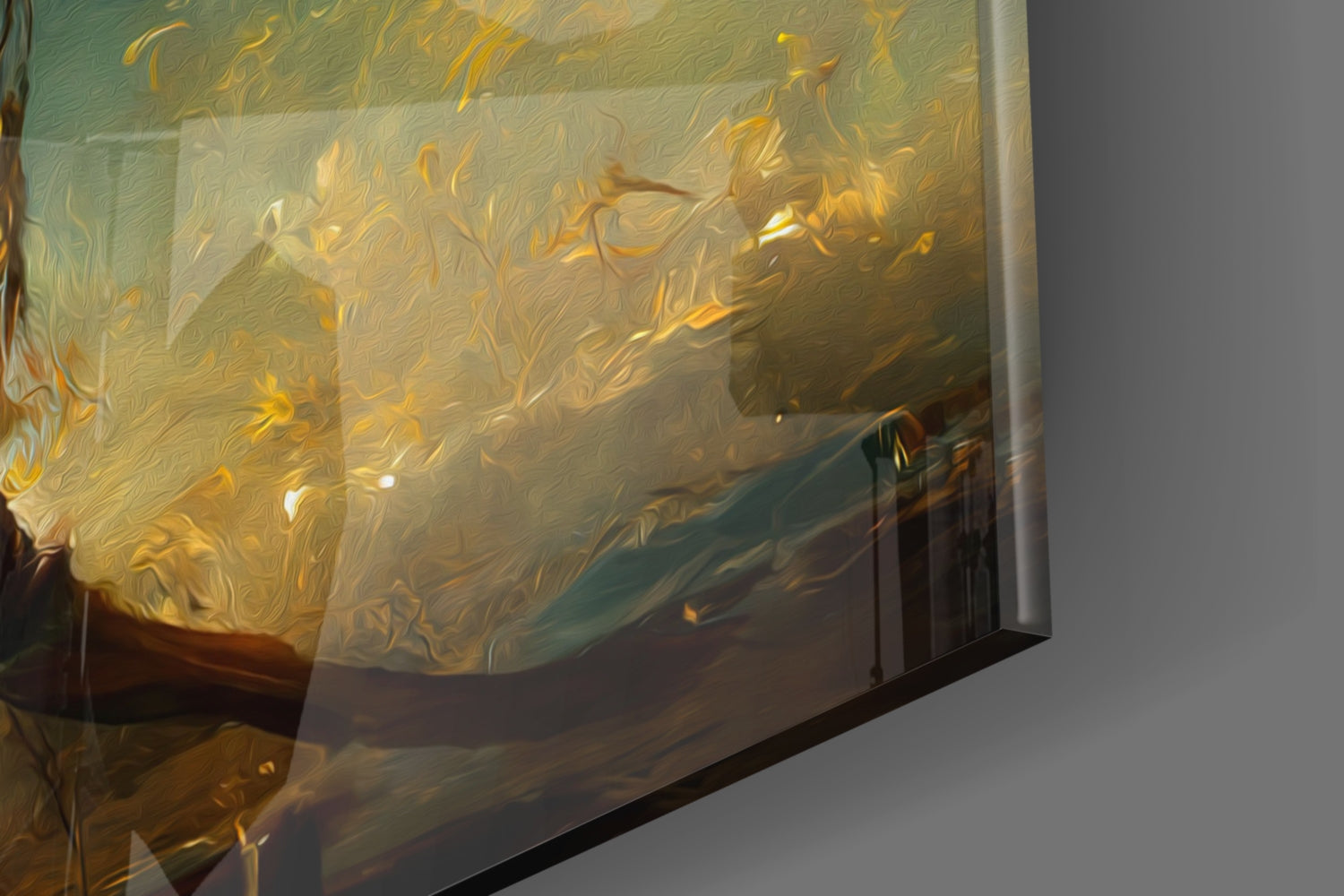 Meditation Falling Stars Teal Glass Wall Art