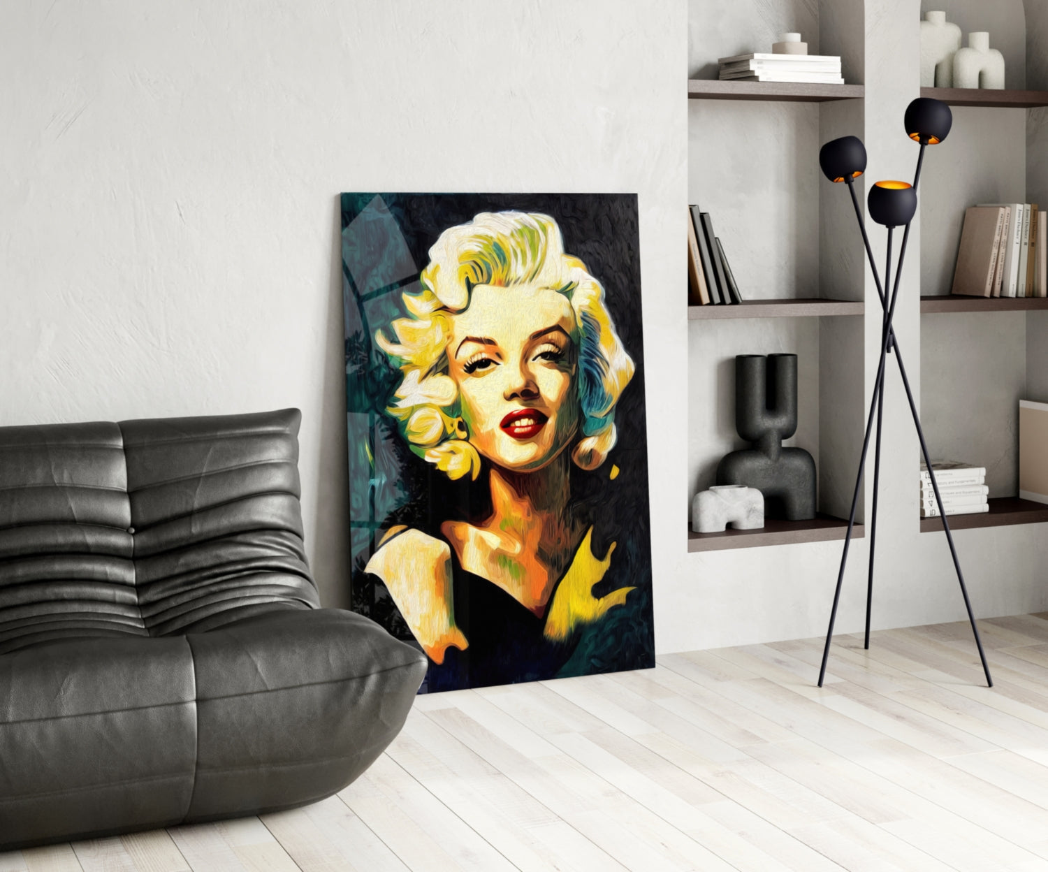 Swirl Blonde Diva Portrait Glass Wall Art