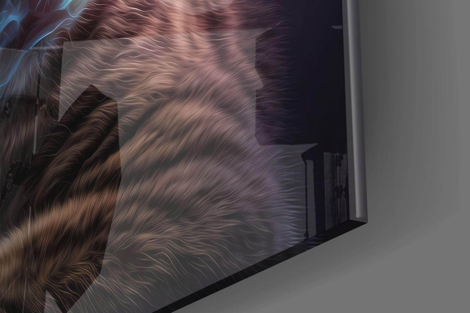 Tabby Cat With Cosmic Planet Orb Glass Wall Art