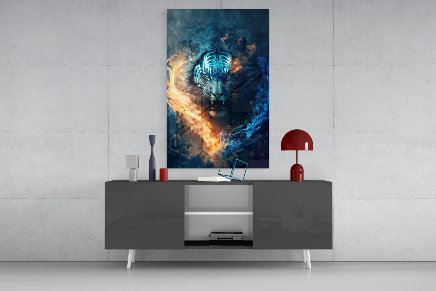 Flaming Anger Glass Wall Art || Designer Collection