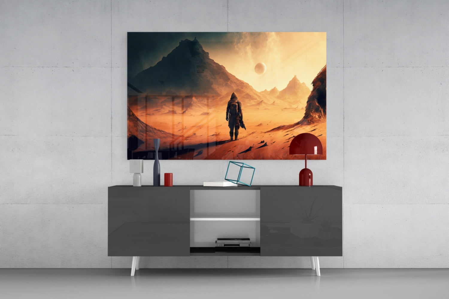 Walk on Another Planet Glass Wall Art || Designers Collection