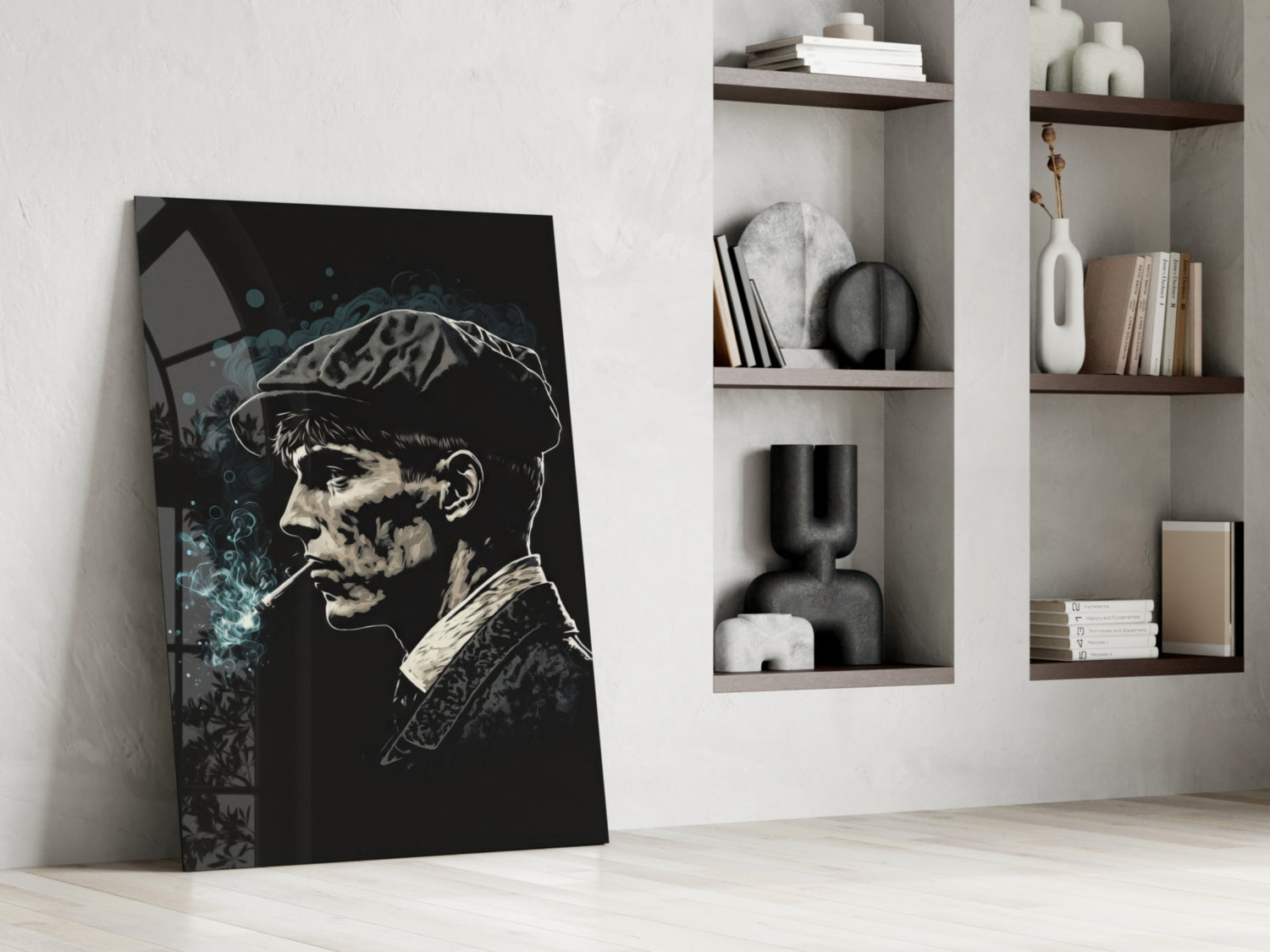 Newsboy Cap Gangster Glass Wall Art || Designer Collection